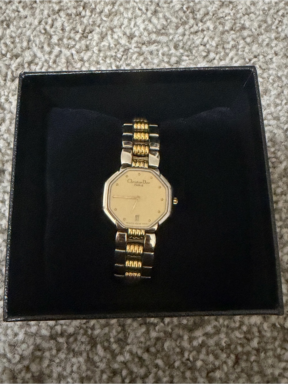 “Authentic” Christian Dior Two-Tone Gold Octagonal Dress Watch
